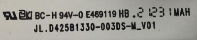 KIT DE LED'S PARA TV TOSHIBA  ( 2 PZ ) / NUMERO DE PARTE JL.D425B1330-003DS-M_V01 / JHD425X1F52-T0 / 2020110301 / PANEL JHD425X1F52-T0L1K1\S0\GM\ROH / MODELO 43V35KU - Imagen 2